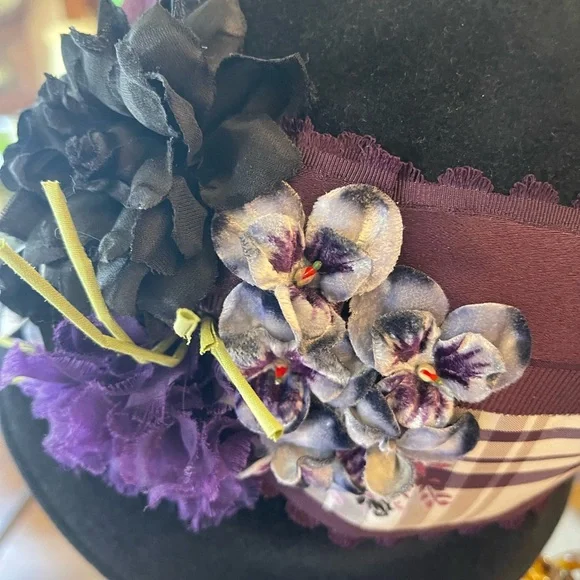Fleur de Paris Gorgeous Deep Violet Hat. Such Glamour! NWT A hat as dreamy as a garden in full bloom. ✨? The softest  main image 3